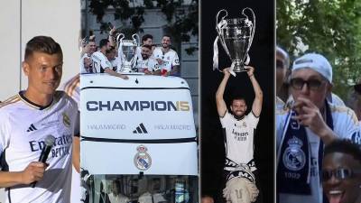 Real Madrid completó su paseo triunfal por las calles de la capital de España con su tradicional visita a Cibeles, donde miles de personas agasajaron al flamante campeón de Europa.