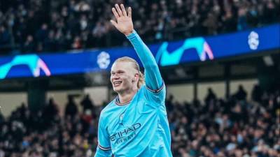 La sonrisa de Erling Haaland después de sus cinco goles en la Champions League.