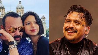 Pepe Aguilar y su hija Ángela y el cantante Christian Nodal.