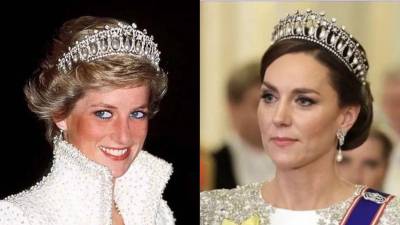 Lady Di y Kate Middleton usando la misma tiara.