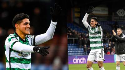 Luis Palma se unió a los festejos de los aficionados del Celtic como uno más en el estadio del Ross County tras el final del partido en el que el hondureño marcó un golazo.