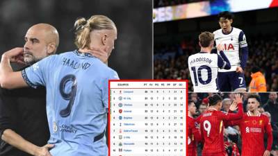 La tabla de posiciones de la Premier League tras la dura derrota del Manchester City contra el Tottenham.