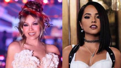 Las cantantes Thalía y Becky G.
