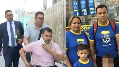 Rubén Matamoros llegó con su abogado. A la derecha el exfutbolista y su familia.