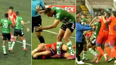 David Mendoza, del Juticalpa FC, se desquició y agredió a Jefryn Macías de la UPN.