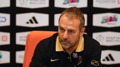 Hansi Flick durante la rueda de prensa previo a la final de la Supercopa de España entre Barcelona y Real Madrid.