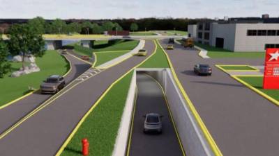 Esta es un diseño presentad 0la municipalidad de como quedaría el túnel que se construirá en esa zona donde muestran el sentido en que lo usarán los conductores.