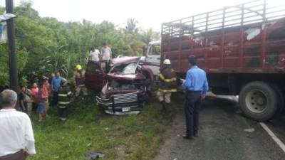 El accidente ocurrió ayer a las 3:00 pm en la carretera que de El Progreso conduce a Tela.