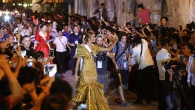 MANILA, PHILIPPINES - JANUARY 17: Miss Universe Venezuela, Mariam Habach, walks the runway during a swimsuit fashion show at Jpark Island Resort and Waterpark in Cebu, Philippines on Tuesday, January 17. The Miss Universe contestants are touring, filming, rehearsing and preparing to compete for the Miss Universe crown in the Philippines. Tune in to the FOX telecast at 7:00 PM ET live/PT tape-delayed on Sunday, January 29, live from the Philippines to see who will become Miss Universe. (Photo by Mark Sullivan/Miss Universe Organization via WME IMG Collection)