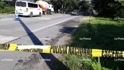 Lugar de la escena del crimen en el segundo anillo de San Pedro Sula, zona norte de Honduras.