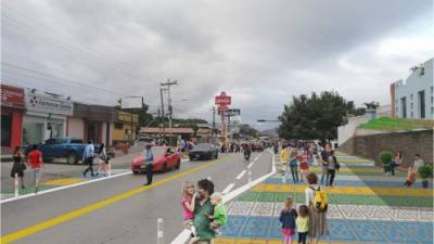 Una muestra de cómo quedarán las aceras para peatones y calles para vehículos.