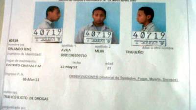 Fotografías de los reos prófugos.