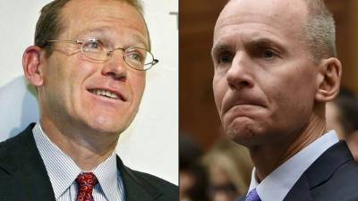 David L. Calhoun y Dennis Muilenburg. Foto: AFP