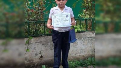El pequeño Óscar David López era alumno de la escuela John F. Kennedy de Santa Cruz de Yojoa. Fotos: Cortesía Facebook