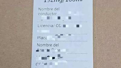 Prueba de alcoholemia publicada por la Policía Nacional en redes sociales.