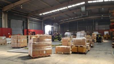 Cajas de mercancías que han sido retenidas en la aduana de Toncontín.