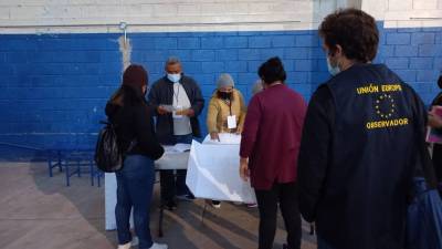 Observadores de la Misión de Observación Electoral de la Unión Europea en Honduras 2021 en Tegucigalpa.