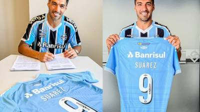 Luis Suárez ya firmó el contrato con el Gremio y ya luce los colores de su nuevo equipo.
