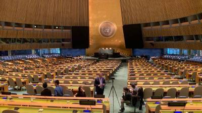 Vista de las instalaciones donde se desarrolla las asambleas de la Organización de las Naciones Unidas.