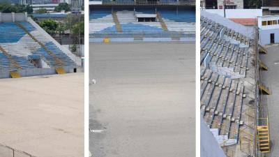 La remodelación en la cancha del Estadio Morazán ha estado varada desde agosto y así ha quedado el proyecto.