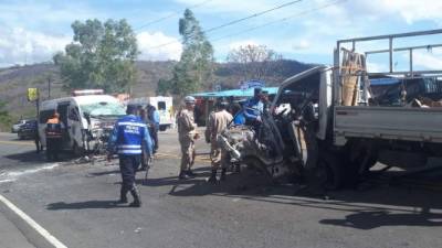 El accidente vehicular se produjo ayer en el kilómetro 17 carretera a Olancho.