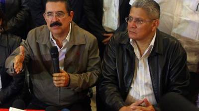 El expresidente Manuel Zelaya Rosales y Esdras Amado López. Foto de archivo.