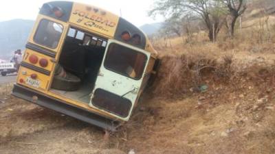Autobús accidentado en la zona sur de Honduras.