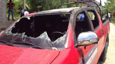 Así quedó el vehículo de la Enee en Sonaguera, Colón.