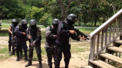 La Policía Nacional acompaña la incautación asegurando cada bien. Aquí en la hacienda El Coco.