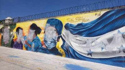 El mural fue nombrado 'Héroes de la Patria en Tiempos del Covid-19' y está ubicado en la colonia Bella Oriente de Tegucigalpa.