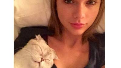 Taylor Swift ocupa el puesto 11 con 2,2 millones de likes en una foto suya en la cama con su popular gato.