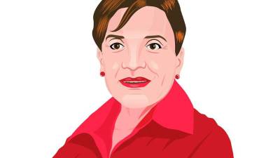 Xiomara Castro, precandidata presidencial de seis movimientos del partido Libre. Ilustración: Jorge Izaguirre.