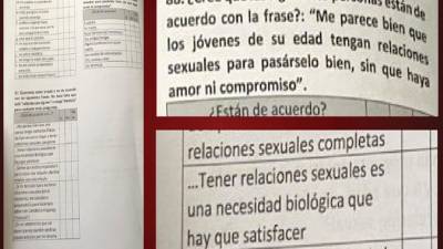 El cuestionario que según padres de familia fue aplicado a estudiantes en un colegio del país.