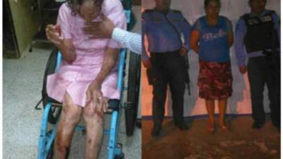 La anciana María Isidora del cid, a un lado Rosa Rodríguez, quien fue detenida por la policía.