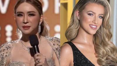 La dueña de Miss Universo Anne Jakrajutatip y Miss Honduras Rebeca Rodrígez.