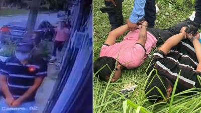 Captura del momento en el que cometían un asalto y fotografía de su detención posterior.