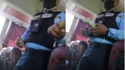 Video: Otro policía es captado exigiéndole dinero a inmigrantes que viajan en bus por Danlí