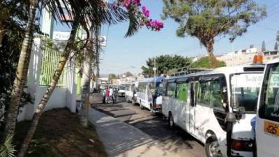 Los conductores estacionaron sus unidades en la calle Los Alcaldes, una atrás de la otras sin impedir el libre tráfico vehicular.