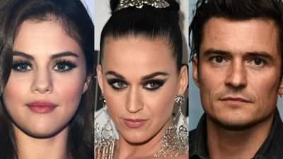 Selena Gómez, katy Perry y Orlando Bloom.