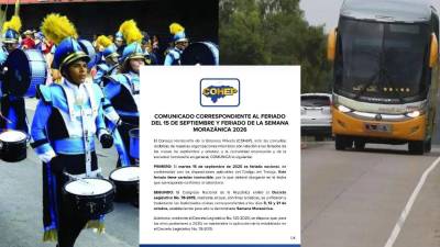 El Consejo Hondureño de la Empresa Privada (Cohep) confirmó este lunes las fechas de los próximos feriados que deberán tomar en cuenta trabajadores y empresas durante septiembre y octubre de 2026, entre ellos el 15 de septiembre y la Semana Morazánica.