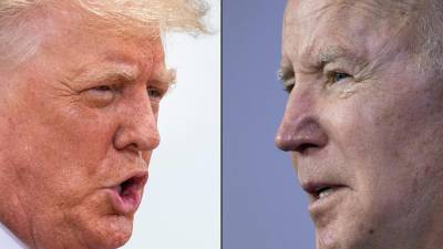 Rostros del expresidente Donald Trump y el mandatario estadouidense Joe Biden.