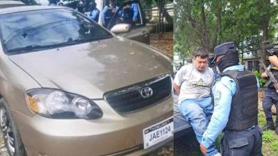 A la izquierda el auto decomisado, a la derecha el detenido que dijo que los llevaría hasta sus compinches.