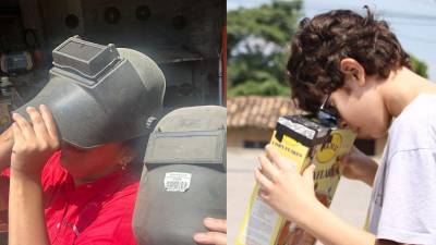 El eclipse solar anular se ha observado en todo el país y los hondureños se las ingeniaron para observarlo.