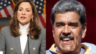 La senadora de Estados Unidos María Elvira Salazar y el presidente actual de Venezuela, Nicolás Maduro.