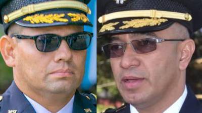 El <b>comisario</b> de la Policía Nacional, <b>Cristian Nolasco, y Jorge Daniel Molina, nuevo d</b>irector de la División Antiextorsión.
