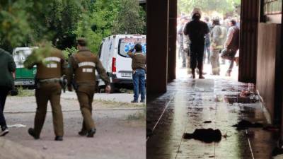 Personal del Laboratorio de Criminalística de Carabineros (LABOCAR) llegan hasta el liceo estudiantil Internado Nacional Barros Arana (INBA) este miércoles, en Santiago (Chile).