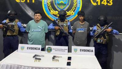 Jairo David Aguilar Vásquez y Orlando Jair Posadas Mejía fueron capturados por agente Anti Maras y Pandillas