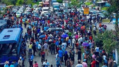 Vista aérea de la protesta en Baracoa, Cortés.