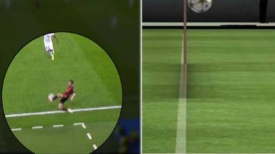 La imagen de BeIn Sports que demuestra que el balón sale del campo antes del gol de Kevin de Bruyne.