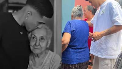 El futbolista Luis Palma junto a su abuelita.
